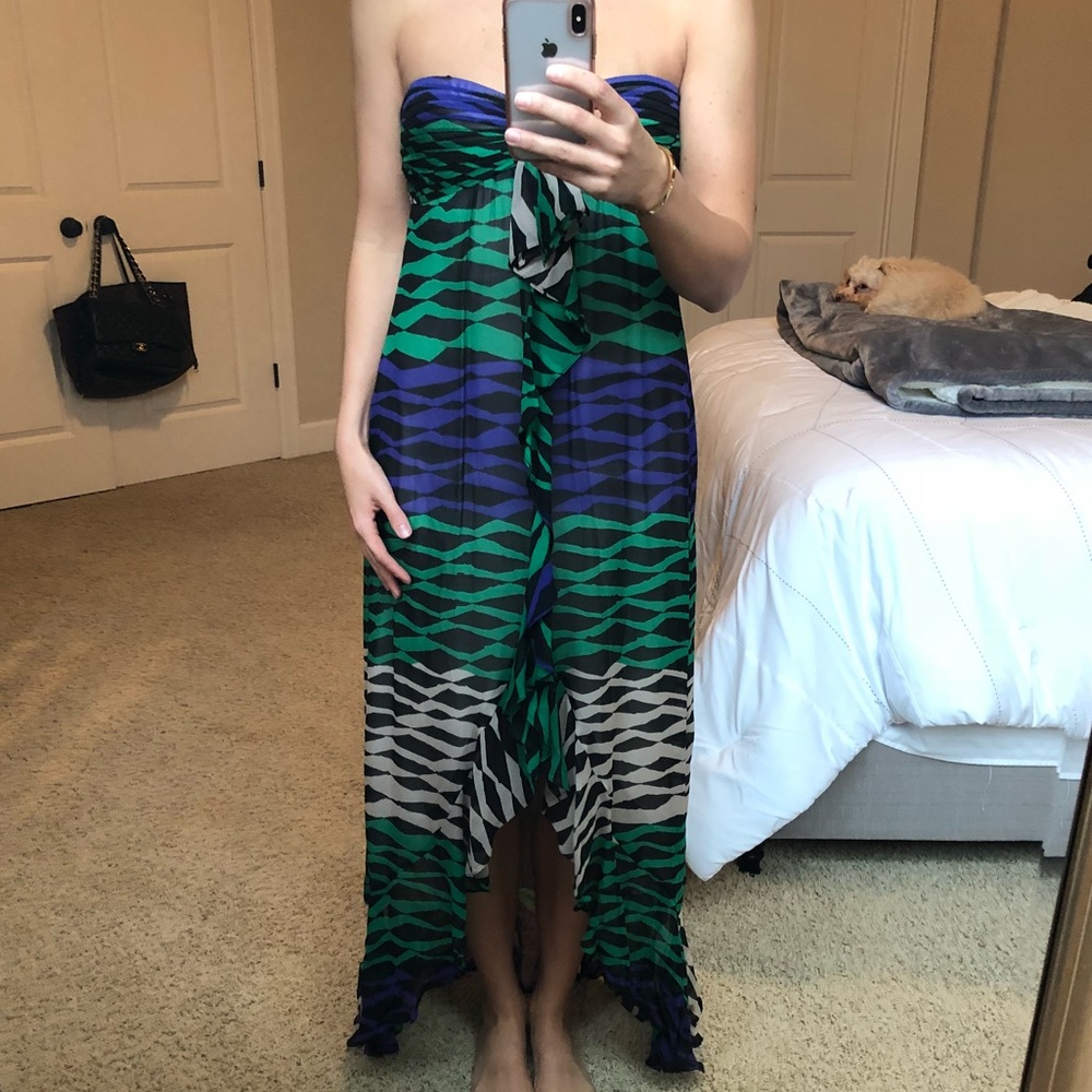 Strapless high low hem BCBG dress